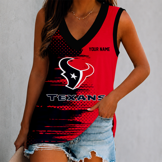 LIMITED EDITION - NEW CUSTOMIZED NFL15 HTT HOUSTON TEXANS WOMEN'S V-NECK TANK TOP