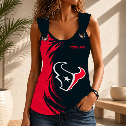 LIMITED EDITION - NEW CUSTOMIZED NFL15 HTT HOUSTON TEXANS O-RING SHOULDER TANK TOP