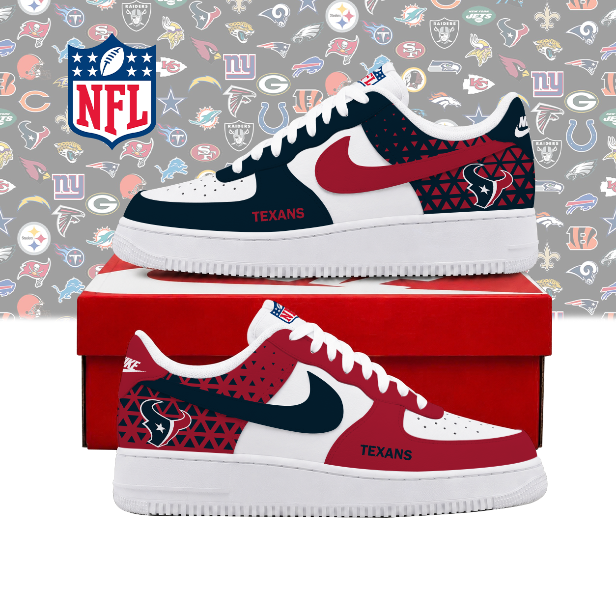 LIMITED EDITION - NEW CUSTOMIZED NFL15 HTT HOUSTON TEXANS AF1 SHOES