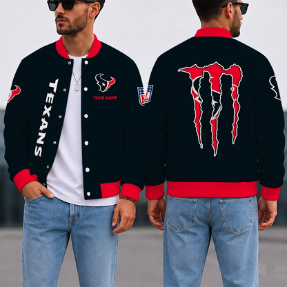 LIMITED EDITION - NEW CUSTOMIZED NFL15 HTT HOUSTON TEXANS SATIN VARSITY & BASEBALL JACKET