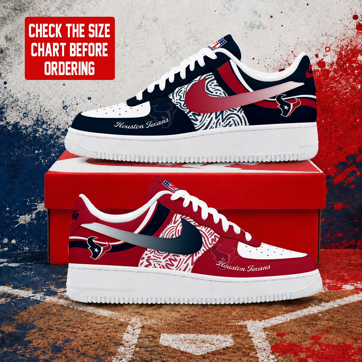 LIMITED EDITION - NEW CUSTOMIZED NFL15 HTT HOUSTON TEXANS AF1 SHOES