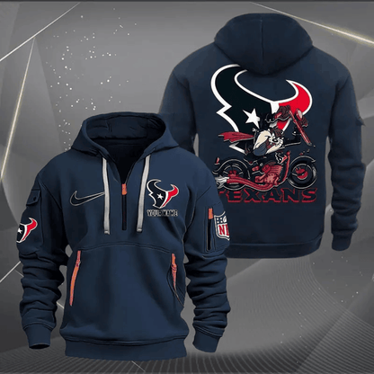 [SPECIAL OFFER] NEW CUSTOMIZED NFL15 HTT HOUSTON TEXANS MUTICOLOR QUARTER ZIP HOODIE