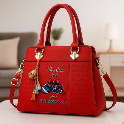 LIMITED EDITION - NEW CUSTOMIZED NFL15 HTT HOUSTON TEXANS WOMEN'S ZIP HANDBAG MULTICOLOR