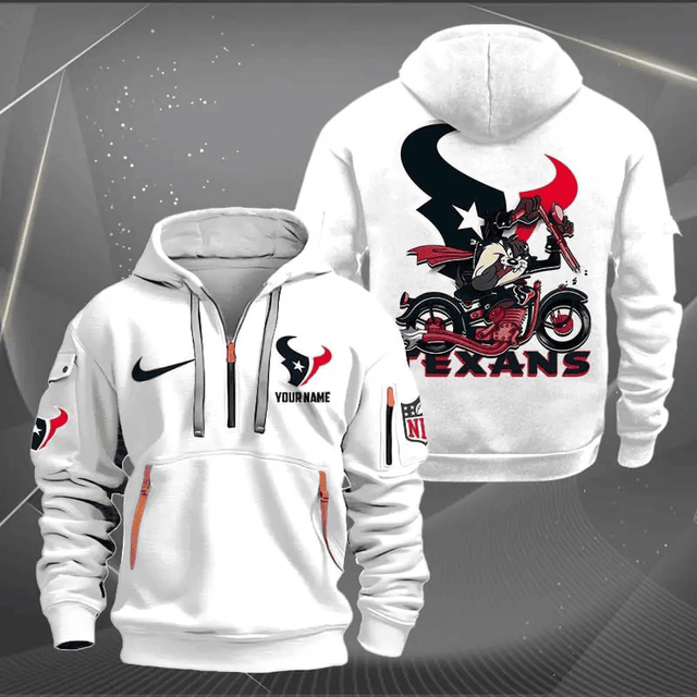 [SPECIAL OFFER] NEW CUSTOMIZED NFL15 HTT HOUSTON TEXANS MUTICOLOR QUARTER ZIP HOODIE