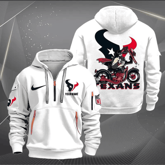 [SPECIAL OFFER] NEW CUSTOMIZED NFL15 HTT HOUSTON TEXANS MUTICOLOR QUARTER ZIP HOODIE