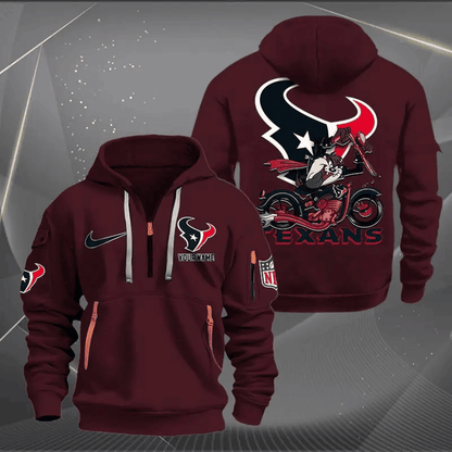 [SPECIAL OFFER] NEW CUSTOMIZED NFL15 HTT HOUSTON TEXANS MUTICOLOR QUARTER ZIP HOODIE