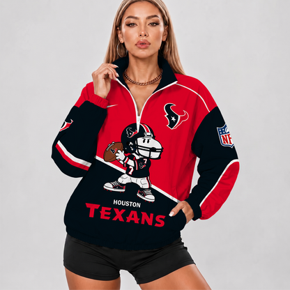 [SPECIAL OFFER] NEW CUSTOMIZED NFL15 HTT HOUSTON TEXANS V-NECK ZIPPER SWEATSHIRT JACKET