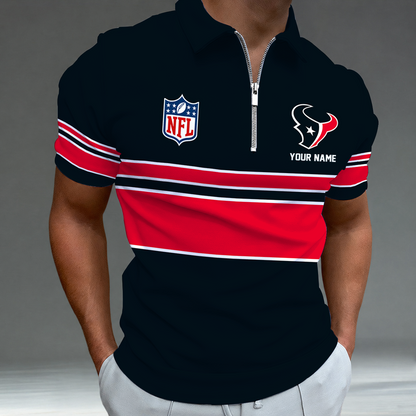 [SPECIAL OFFER] NEW CUSTOMIZED NFL15 HTT HOUSTON TEXANS ZIP POLO SHIRT