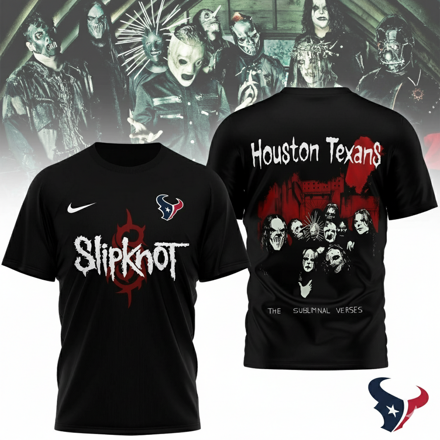 LIMITED EDITION - NEW CUSTOMIZED NFL15 HTT HOUSTON TEXANS SLIPKNOT 3D SHIRT