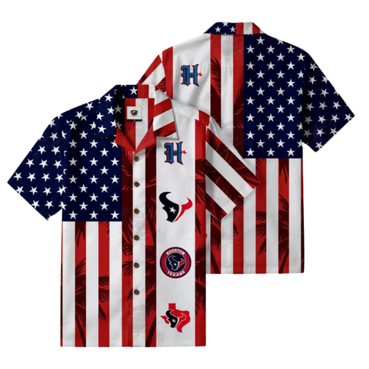 LIMITED EDITION - NEW CUSTOMIZED NFL15 HTT HOUSTON TEXANS PATRIOTIC 250 USA HAWAIIAN SHIRT