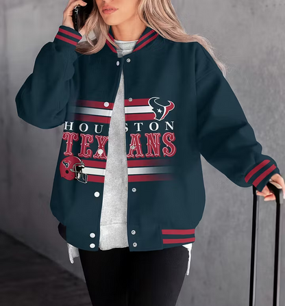 LIMITED EDITION - NEW CUSTOMIZED NFL15 HTT HOUSTON TEXANS SATIN VARSITY & BASEBALL JACKET