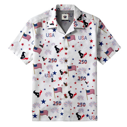 LIMITED EDITION - NEW CUSTOMIZED NFL15 HTT HOUSTON TEXANS PATRIOTIC 250 USA HAWAIIAN SHIRT