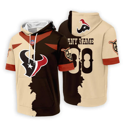 LIMITED EDITION - NEW CUSTOMIZED NFL15 HTT HOUSTON TEXANS SHORT SLEEVE HOODIE T-SHIRT