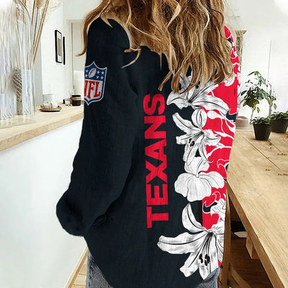 [SPECIAL OFFER] NEW CUSTOMIZED NFL15 HTT HOUSTON TEXANS WOMEN CASUAL SHIRT FOR FAN