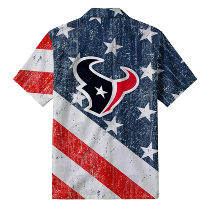 LIMITED EDITION - NEW CUSTOMIZED NFL15 HTT HOUSTON TEXANS PATRIOTIC 250 USA HAWAIIAN SHIRT