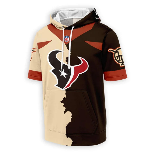 LIMITED EDITION - NEW CUSTOMIZED NFL15 HTT HOUSTON TEXANS SHORT SLEEVE HOODIE T-SHIRT