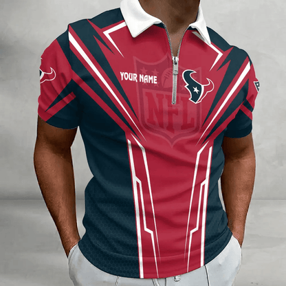 [SPECIAL OFFER] NEW CUSTOMIZED NFL15 HTT HOUSTON TEXANS ZIP POLO SHIRT