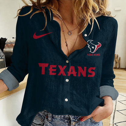 LIMITED EDITION - NEW CUSTOMIZED NFL15 HTT HOUSTON TEXANS WOMEN CASUAL SHIRT