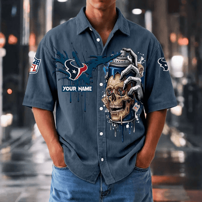 [SPECIAL OFFER] NEW CUSTOMIZED NFL15 HTT HOUSTON TEXANS SEERSUCKER BUTTON SHIRT