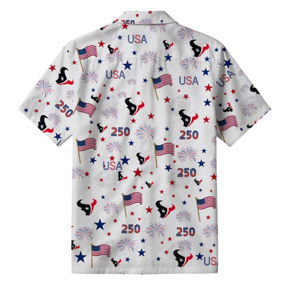LIMITED EDITION - NEW CUSTOMIZED NFL15 HTT HOUSTON TEXANS PATRIOTIC 250 USA HAWAIIAN SHIRT