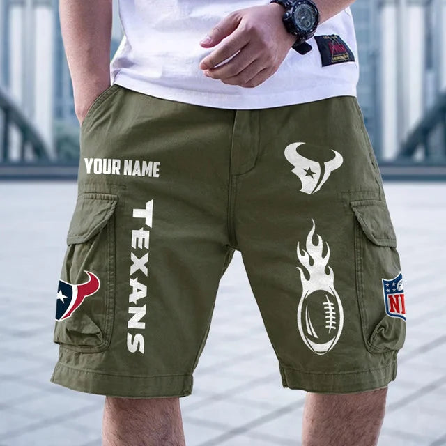 [SPECIAL OFFER] NEW CUSTOMIZED NFL15 HTT HOUSTON TEXANS CARGO SHORTS