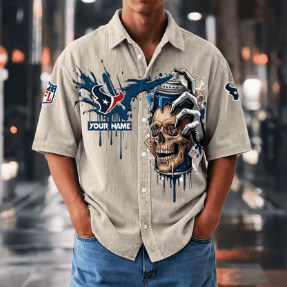 [SPECIAL OFFER] NEW CUSTOMIZED NFL15 HTT HOUSTON TEXANS SEERSUCKER BUTTON SHIRT