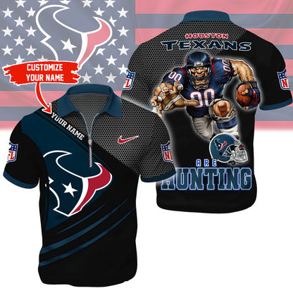 LIMITED EDITION - NEW CUSTOMIZED NFL15 HTT HOUSTON TEXANS HARLEY-DAVIDSON POLO WITH ZIPPER SHIRT