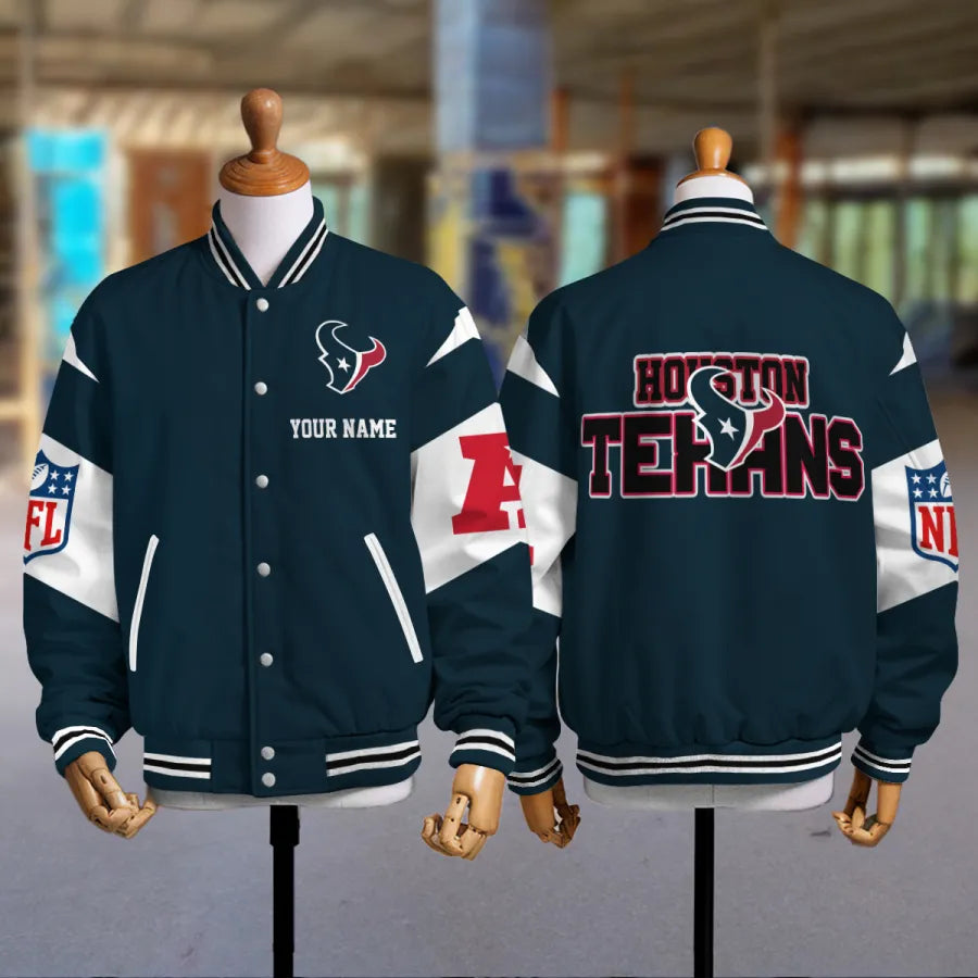 [HOT DEAL] NEW CUSTOMIZED NFL15 HTT HOUSTON TEXANS SATIN VARSITY & BASEBALL JACKET