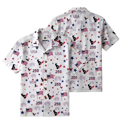LIMITED EDITION - NEW CUSTOMIZED NFL15 HTT HOUSTON TEXANS PATRIOTIC 250 USA HAWAIIAN SHIRT