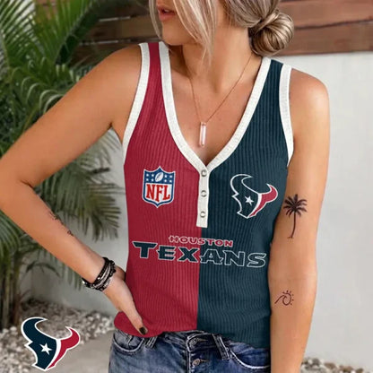 [SPECIAL OFFER] NEW CUSTOMIZED NFL15 HTT HOUSTON TEXANS WOMEN'S V-NECK TANK TOP
