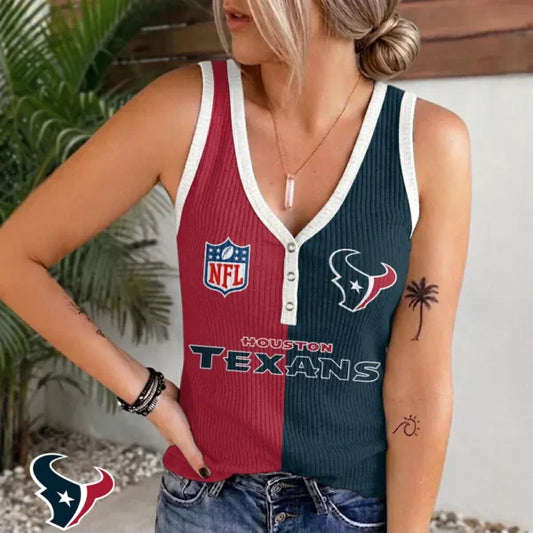 [SPECIAL OFFER] NEW CUSTOMIZED NFL15 HTT HOUSTON TEXANS WOMEN'S V-NECK TANK TOP