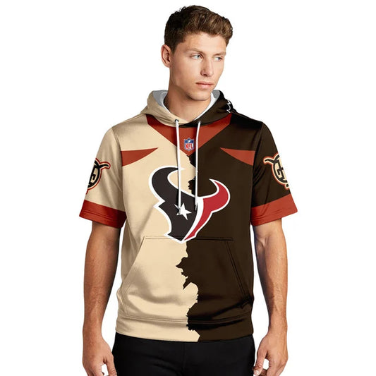 LIMITED EDITION - NEW CUSTOMIZED NFL15 HTT HOUSTON TEXANS SHORT SLEEVE HOODIE T-SHIRT