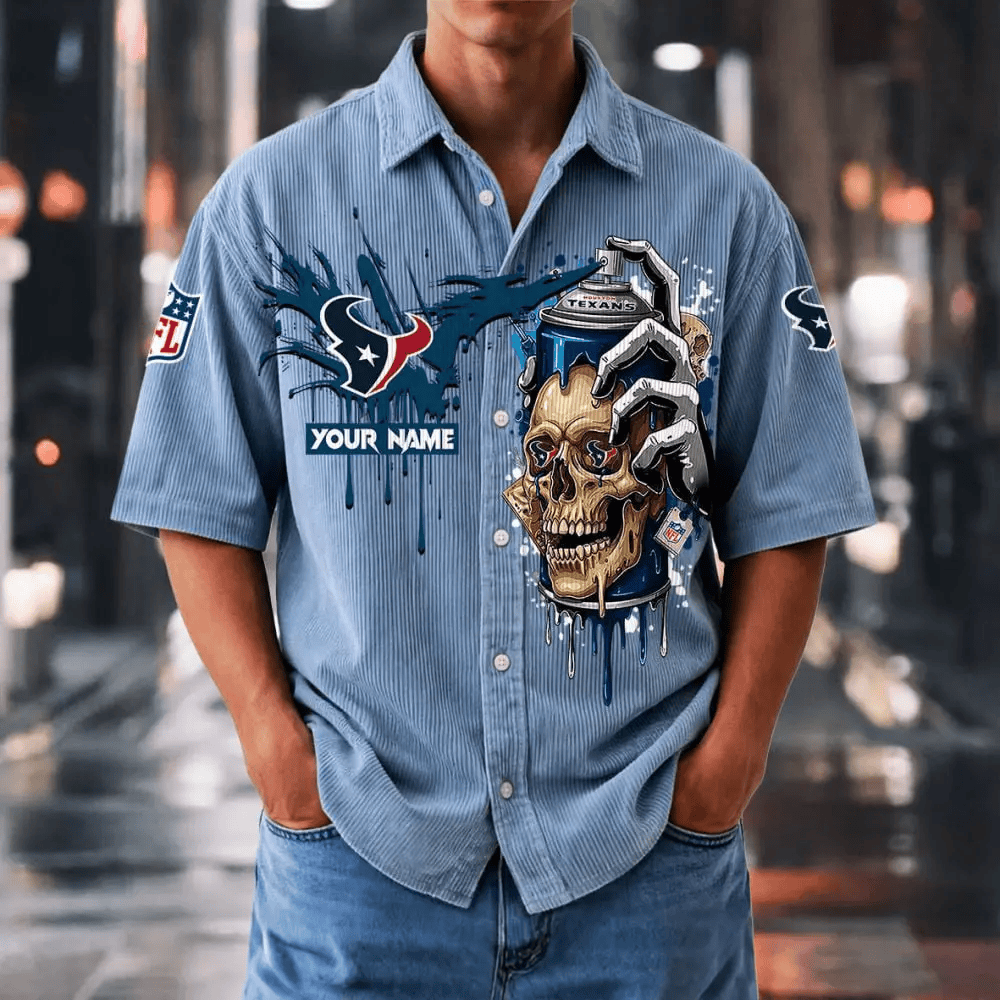 [SPECIAL OFFER] NEW CUSTOMIZED NFL15 HTT HOUSTON TEXANS SEERSUCKER BUTTON SHIRT