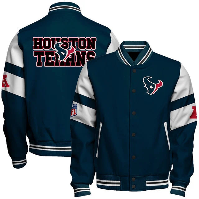 LIMITED EDITION - NEW CUSTOMIZED NFL15 HTT HOUSTON TEXANS SATIN VARSITY & BASEBALL JACKET