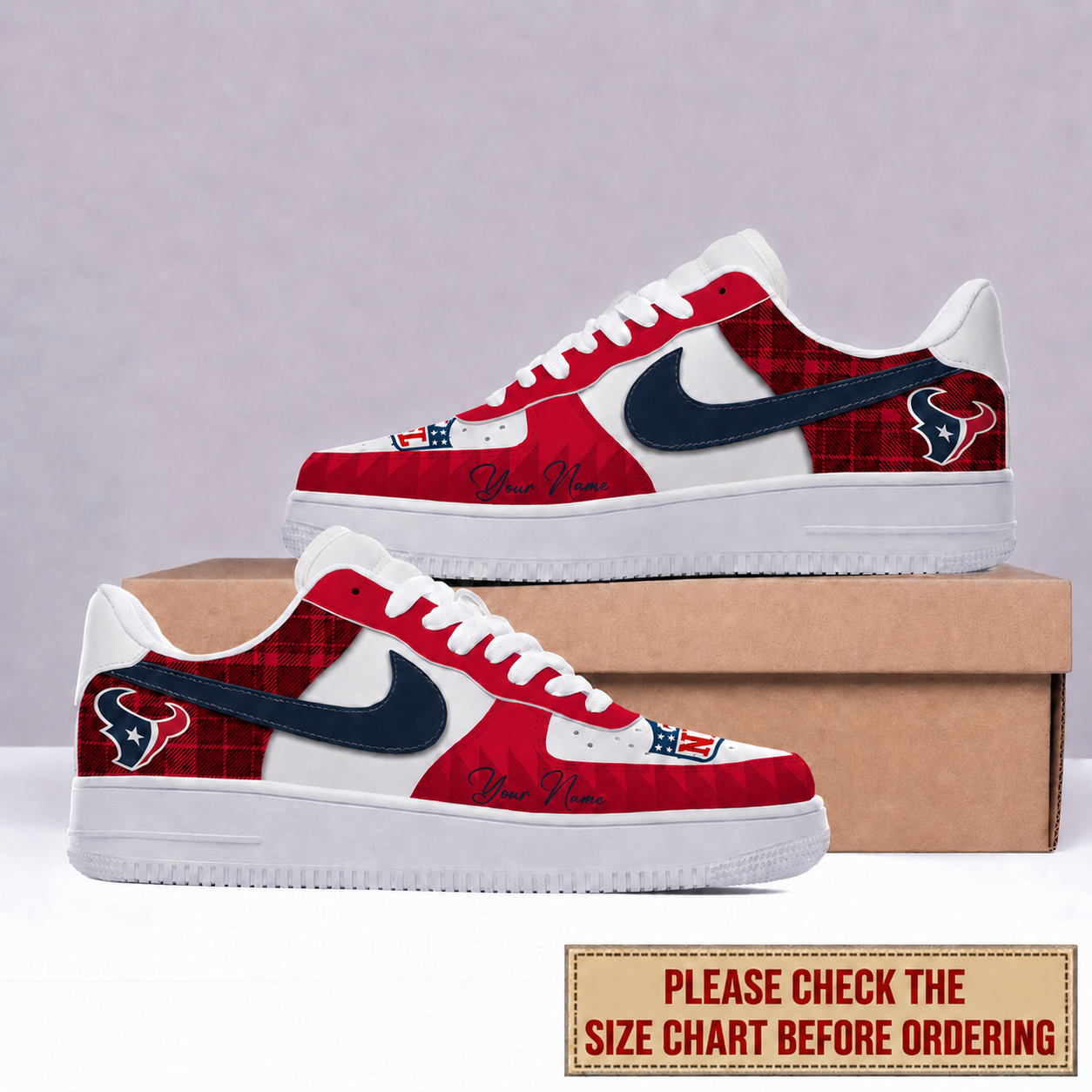 LIMITED EDITION - NEW CUSTOMIZED NFL15 HTT HOUSTON TEXANS AF1 SHOES