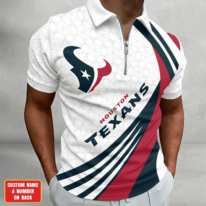 [SPECIAL OFFER] NEW CUSTOMIZED NFL15 HTT HOUSTON TEXANS ZIP POLO SHIRT