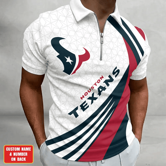 [SPECIAL OFFER] NEW CUSTOMIZED NFL15 HTT HOUSTON TEXANS ZIP POLO SHIRT