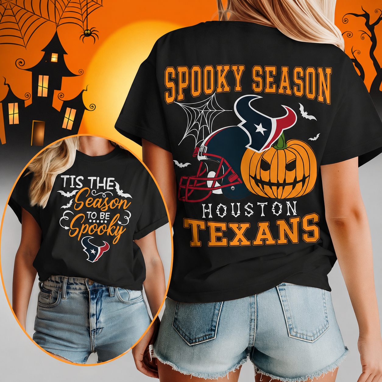 LIMITED EDITION - NEW CUSTOMIZED NFL15 HTT HOUSTON TEXANS  HALLOWEEN T-SHIRT, HOODIE & ZIP HOODIE