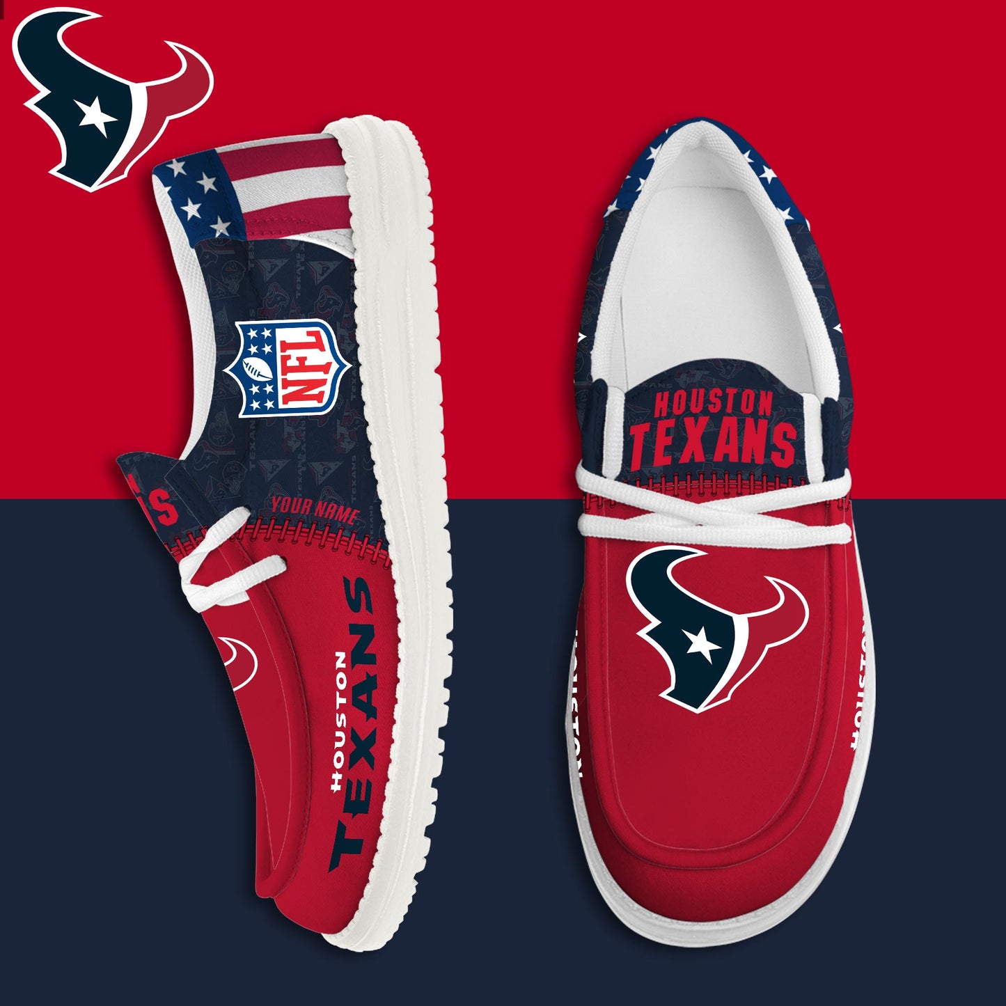 LIMITED EDITION - NEW CUSTOMIZED NFL15 HTT HOUSTON TEXANS LOAFER SHOES