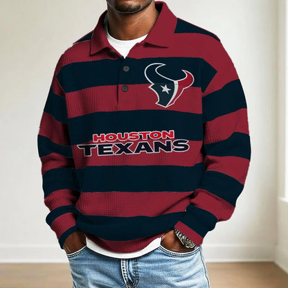 LIMITED EDITION - NEW CUSTOMIZED NFL15 HT TEXANS MEN LONG SLEEVE POLO SHIRT