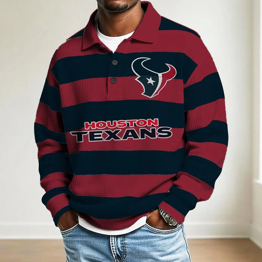 LIMITED EDITION - NEW CUSTOMIZED NFL15 HT TEXANS MEN LONG SLEEVE POLO SHIRT