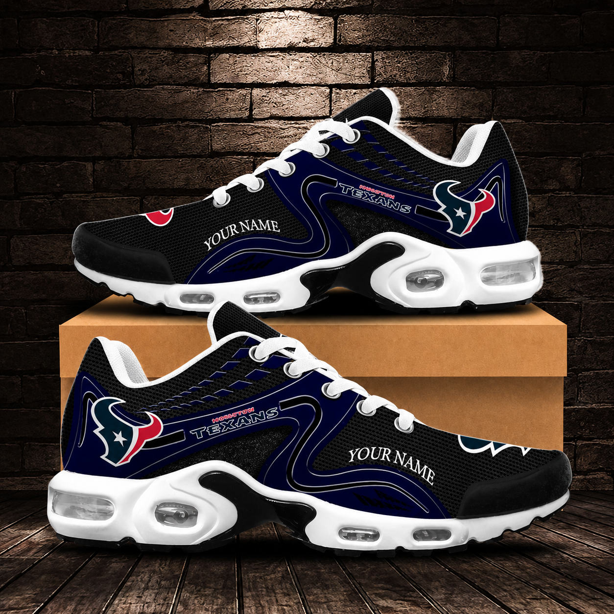 LIMITED EDITION - NEW CUSTOMIZED NFL15 HTT HOUSTON TEXANS AIR MAX PLUS SNEAKERS