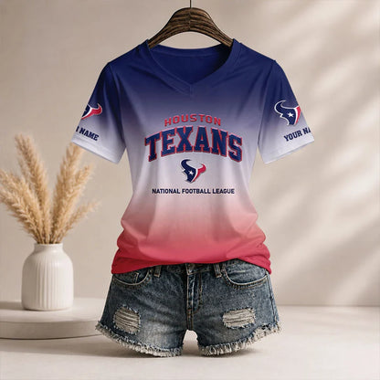 LIMITED EDITION - NEW CUSTOMIZED NFL15 HTT HT TEXANS V-NECK FEMALE SHIRT