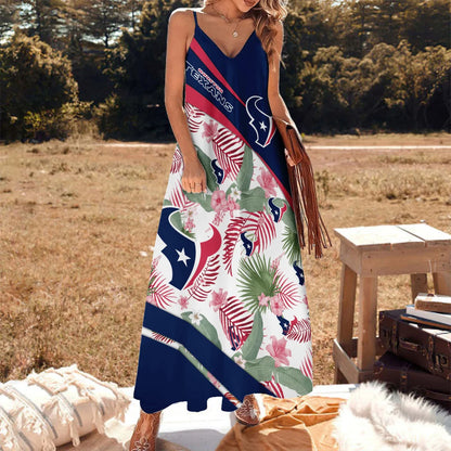 LIMITED RUN - NEW CUSTOMED NFL15 HTT HT TEXANS HAWAIIAN LONG DRESS
