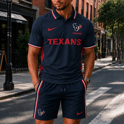 [SPECIAL OFFER] NEW CUSTOMIZED NFL15 HTT HOUSTON TEXANS POLO SHIRT & SHORT PANTS