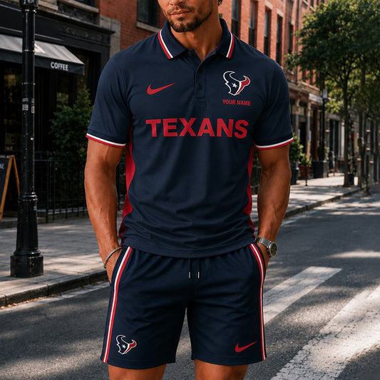 [SPECIAL OFFER] NEW CUSTOMIZED NFL15 HTT HOUSTON TEXANS POLO SHIRT & SHORT PANTS