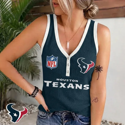 [SPECIAL OFFER] NEW CUSTOMIZED NFL15 HTT HOUSTON TEXANS WOMEN'S V-NECK TANK TOP