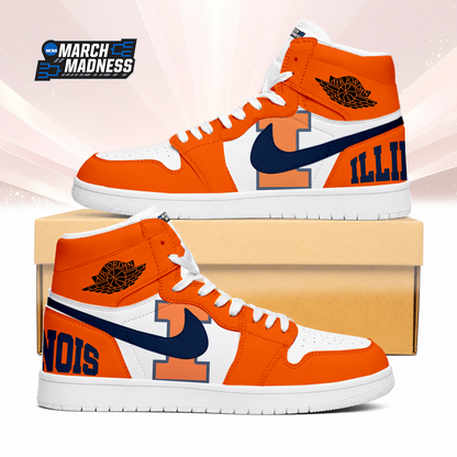 LIMITED EDITION - NEW CUSTOMIZED NCAA MAM15 IFI ILLINOIS FIGHTING ILLINI AIR JORDAN SNEAKERS