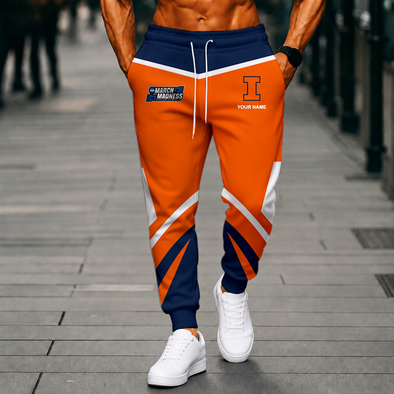 LIMITED EDITION - NEW CUSTOMIZED NCAA MAM15 IFI ILLINOIS FIGHTING ILLINI SWEATPANTS
