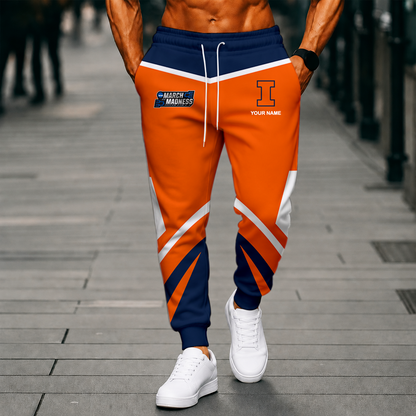 LIMITED EDITION - NEW CUSTOMIZED NCAA MAM15 IFI ILLINOIS FIGHTING ILLINI SWEATPANTS